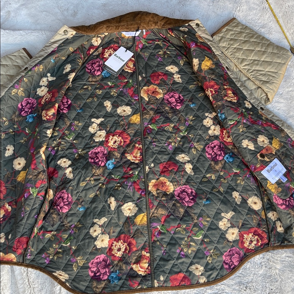 Barbour X Tuckernuck Miley Women's Beige Quilt Jacket in Light Fawn Size 10 - Picture 11 of 12